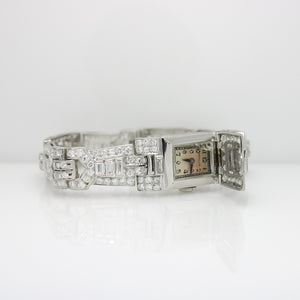 ART DECO PLATINUM LADY'S HAMILTON WRISTWATCH WITH DIAMONDS