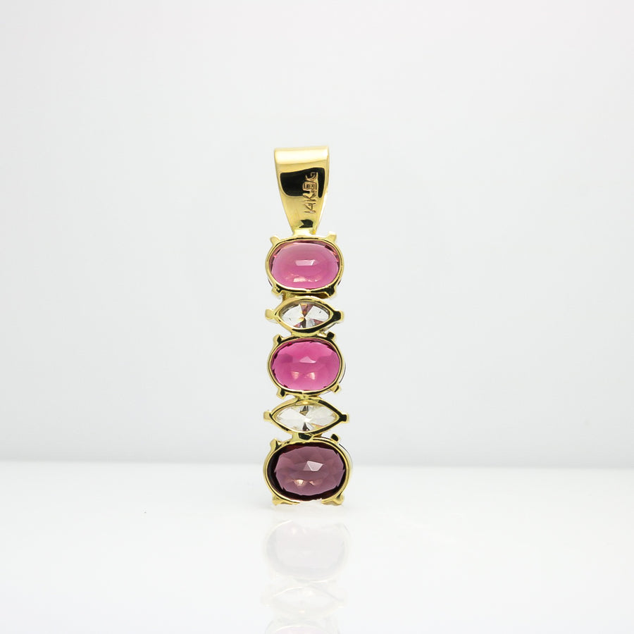 YELLOW GOLD TOURMALINE AND DIAMOND PENDANT