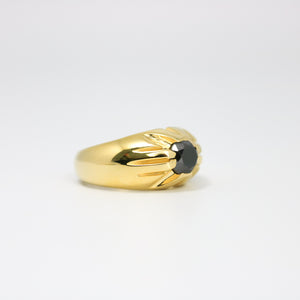 GLAMIRA YELLOW GOLD MEN'S RING WITH ROUND BLACK DIAMOND