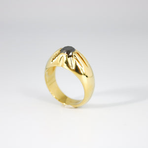 GLAMIRA YELLOW GOLD MEN'S RING WITH ROUND BLACK DIAMOND