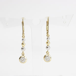 TWO TONE GOLD DIAMOND DROP EARRINGS