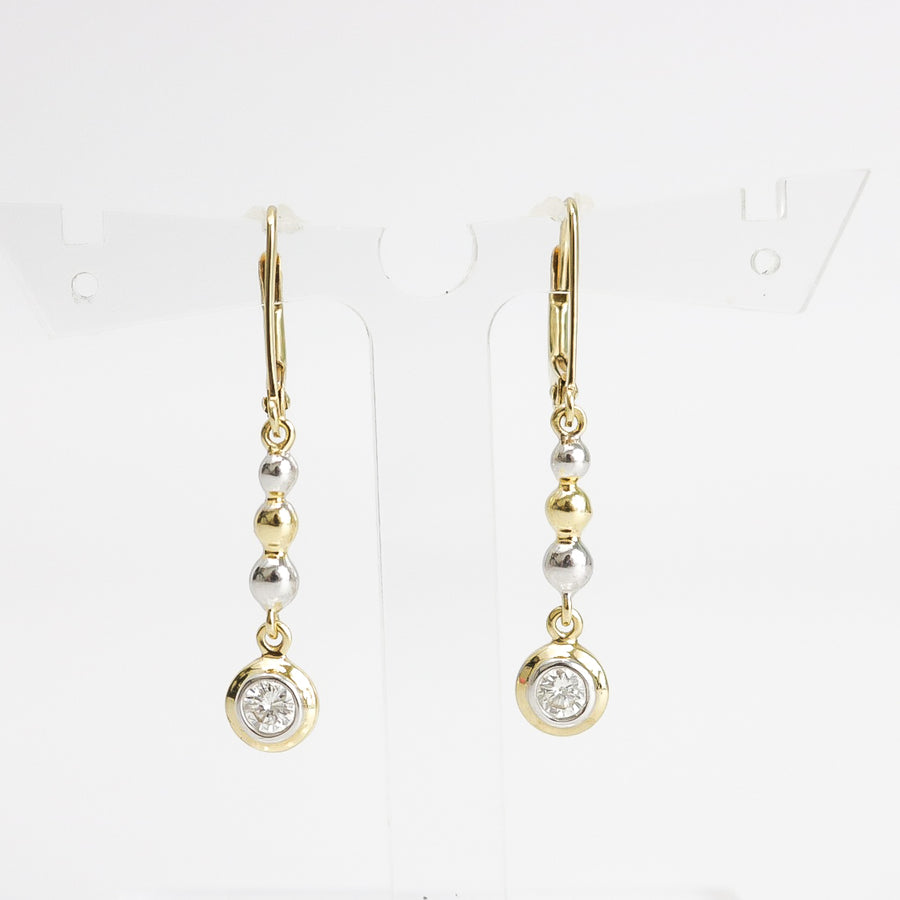 TWO TONE GOLD DIAMOND DROP EARRINGS