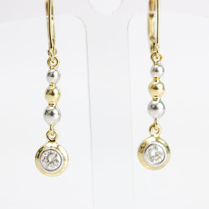 TWO TONE GOLD DIAMOND DROP EARRINGS