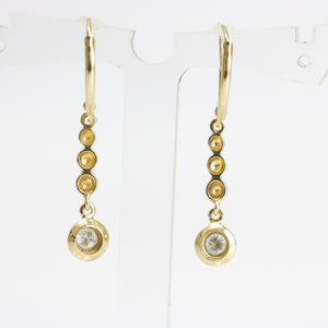 TWO TONE GOLD DIAMOND DROP EARRINGS