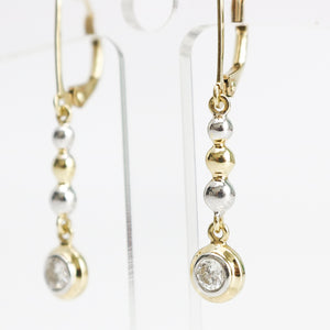 TWO TONE GOLD DIAMOND DROP EARRINGS