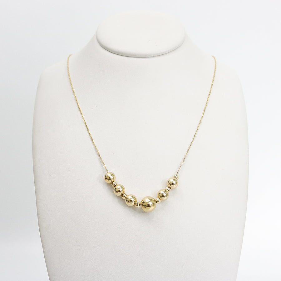 YELLOW GOLD MULTI BEAD NECKLACE