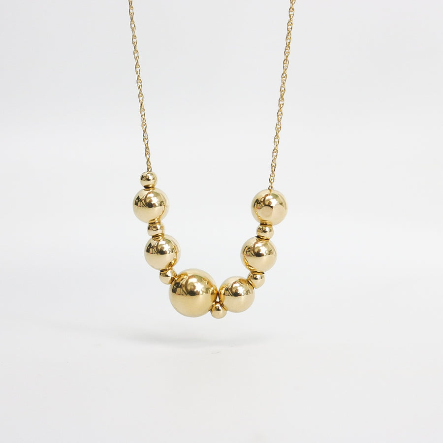 YELLOW GOLD MULTI BEAD NECKLACE