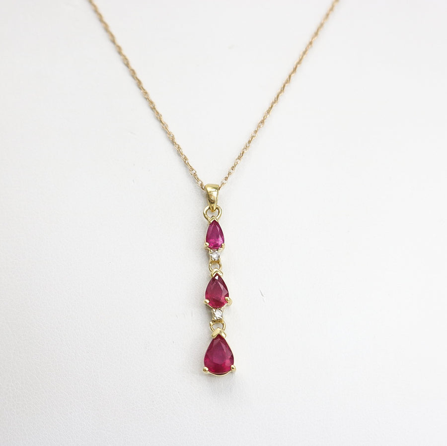 YELLOW GOLD RUBY PENDANT WITH GOLD NECKLACE