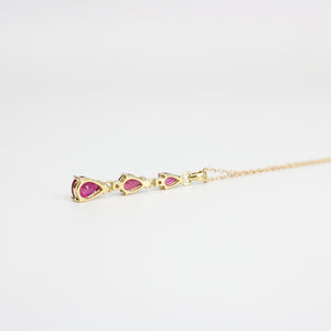 YELLOW GOLD RUBY PENDANT WITH GOLD NECKLACE