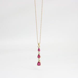 YELLOW GOLD RUBY PENDANT WITH GOLD NECKLACE