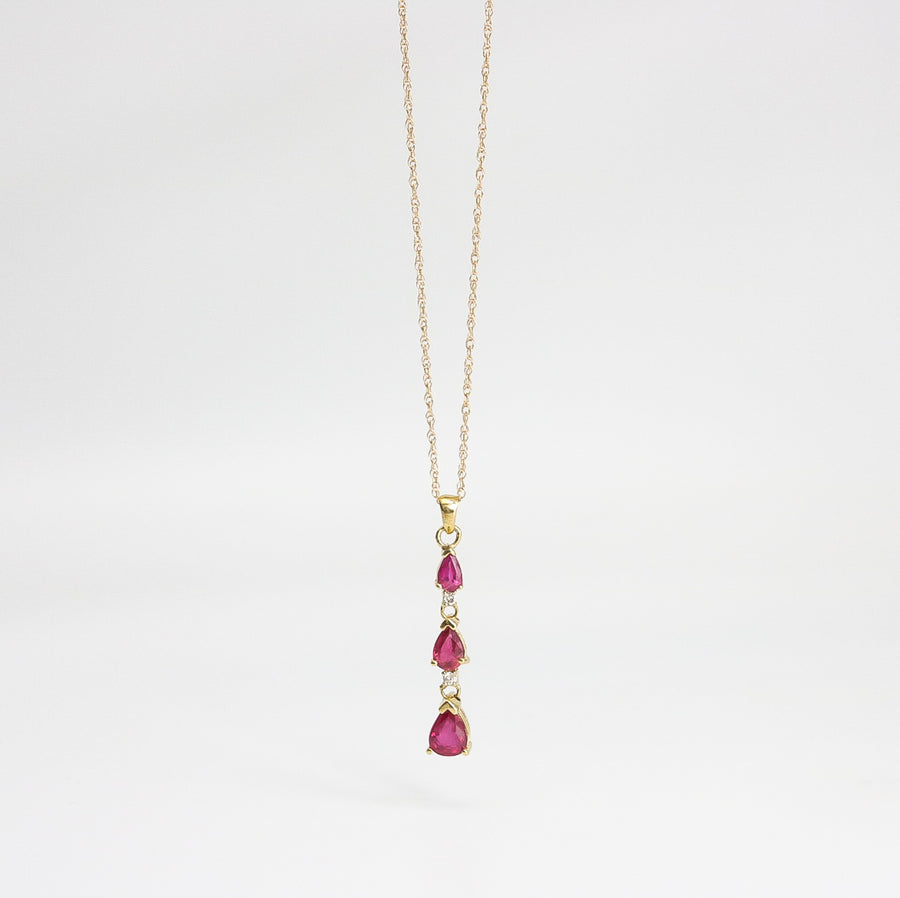 YELLOW GOLD RUBY PENDANT WITH GOLD NECKLACE