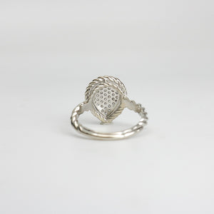 WHITE GOLD LADY'S NATURAL DIAMOND RING ROPE STYLE