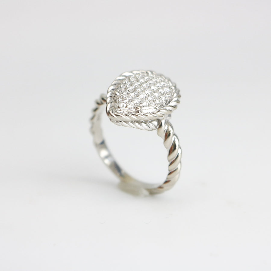 WHITE GOLD LADY'S NATURAL DIAMOND RING ROPE STYLE