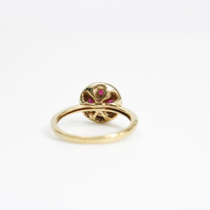 YELLOW GOLD LADY'S NATURAL RUBY RING WITH DIAMONDS