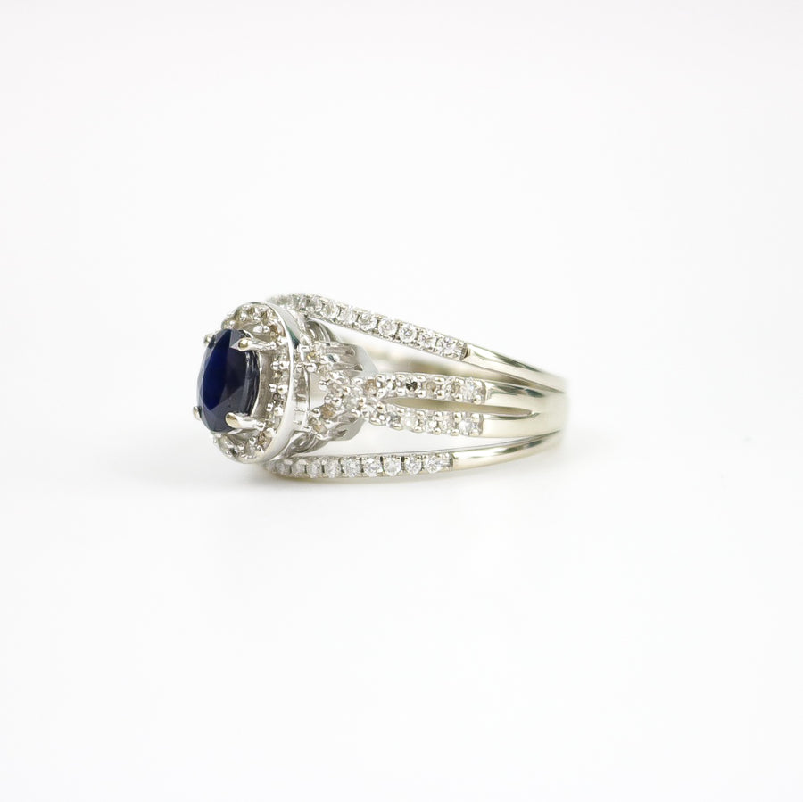 SAPPHIRE AND DIAMOND ENGAGEMENT RING