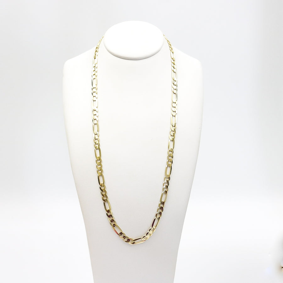 YELLOW GOLD FIGARO LINK NECKLACE