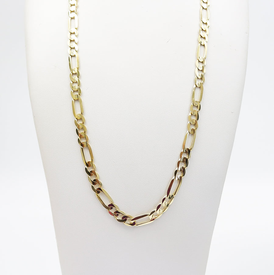 YELLOW GOLD FIGARO LINK NECKLACE