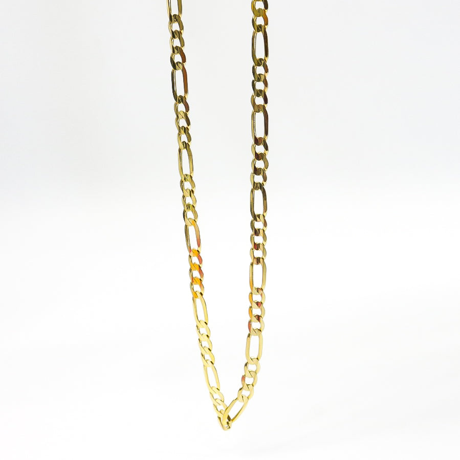 YELLOW GOLD FIGARO LINK NECKLACE