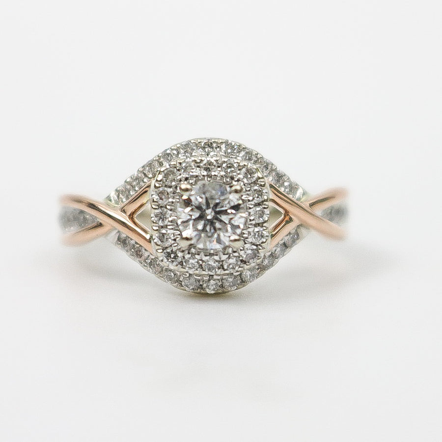 TWO TONE GOLD LADY'S DIAMOND RING