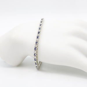 WHITE GOLD NATURAL DIAMOND AND SAPPHIRE TENNIS BRACELET