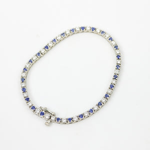 WHITE GOLD NATURAL DIAMOND AND SAPPHIRE TENNIS BRACELET