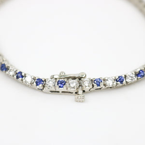 WHITE GOLD NATURAL DIAMOND AND SAPPHIRE TENNIS BRACELET