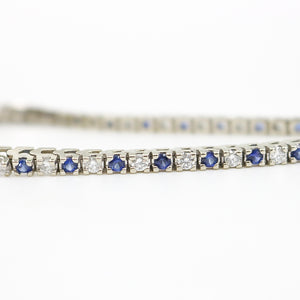 WHITE GOLD NATURAL DIAMOND AND SAPPHIRE TENNIS BRACELET