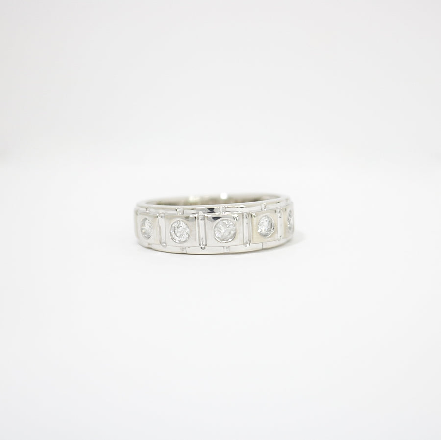 WHITE GOLD MEN'S NATURAL DIAMOND WEDDING BAND