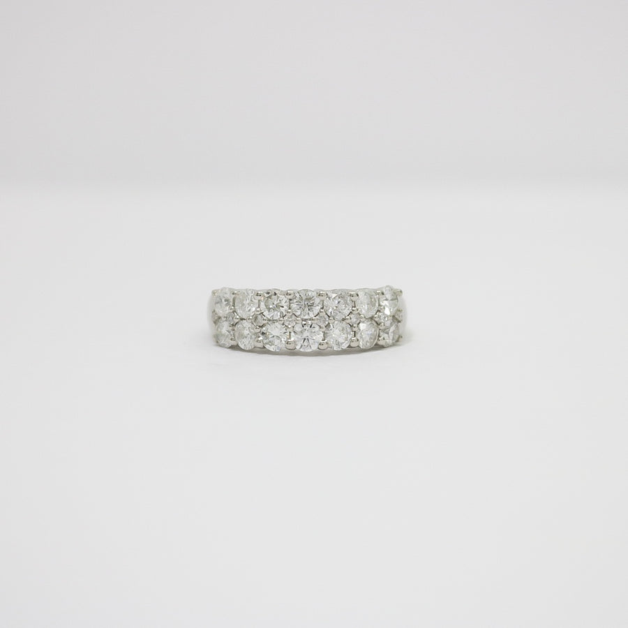 WHITE GOLD TWO ROW NATURAL DIAMOND BAND