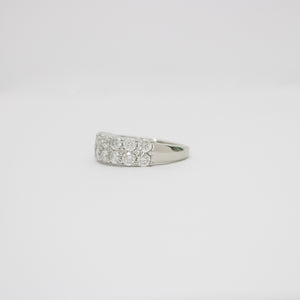 WHITE GOLD TWO ROW NATURAL DIAMOND BAND