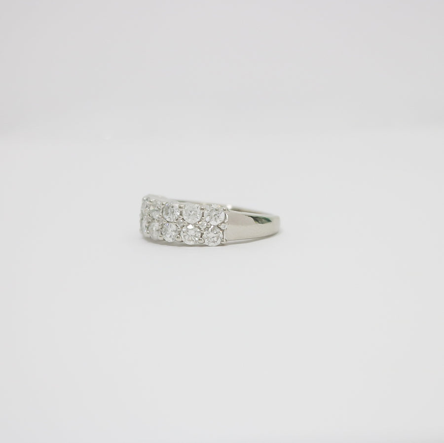 WHITE GOLD TWO ROW NATURAL DIAMOND BAND