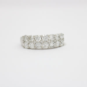 WHITE GOLD TWO ROW NATURAL DIAMOND BAND