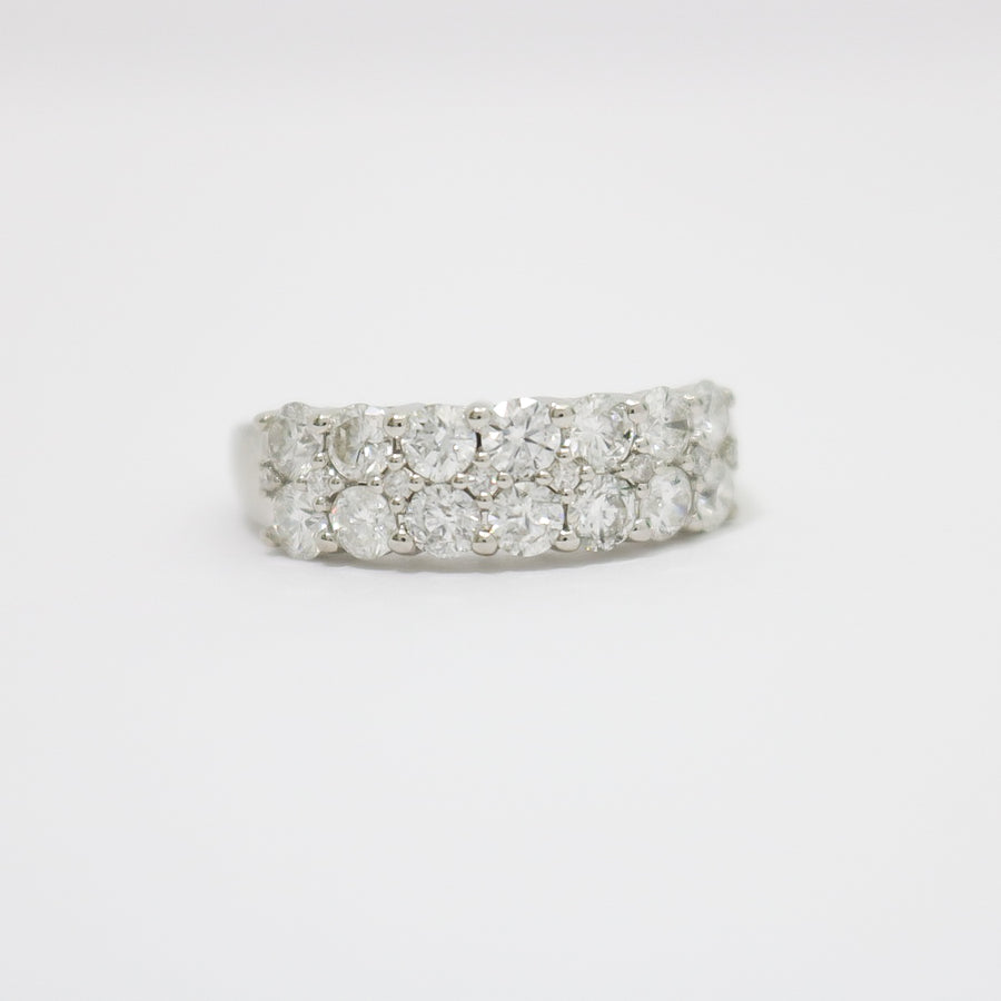 WHITE GOLD TWO ROW NATURAL DIAMOND BAND