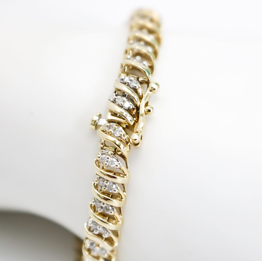 YELLOW GOLD LADY'S NATURAL DIAMOND BRACELET