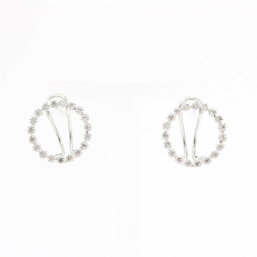 WHITE GOLD NATURAL DIAMOND EARRINGS  ROUND STYLE