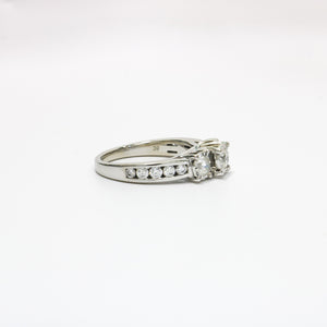 WHITE GOLD PAST PRESENT FUTURE NATURAL DIAMOND RING