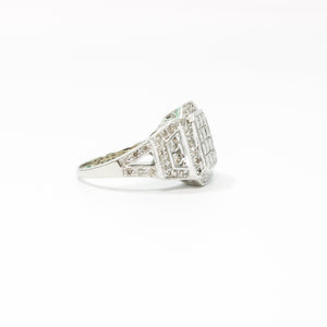 WHITE GOLD LADY'S NATURAL DIAMOND RING VINTAGE STYLE