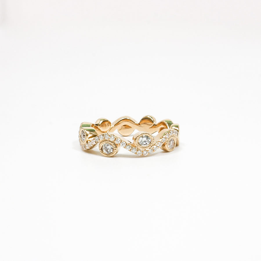 ROSE GOLD NATURAL DIAMOND SCROLL RING