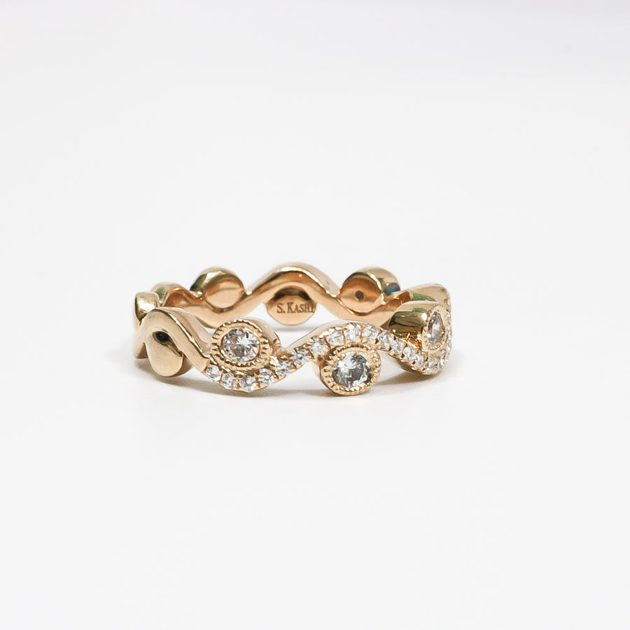 ROSE GOLD NATURAL DIAMOND SCROLL RING