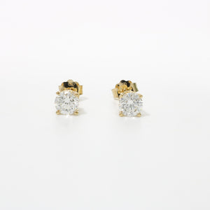 YELLOW GOLD NATURAL DIAMOND STUD EARRINGS 0.84CTS