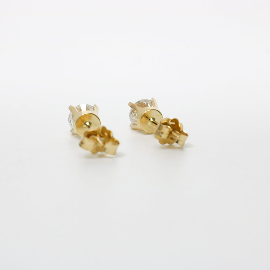 YELLOW GOLD NATURAL DIAMOND STUD EARRINGS 0.84CTS