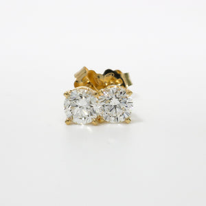 YELLOW GOLD NATURAL DIAMOND STUD EARRINGS 0.84CTS