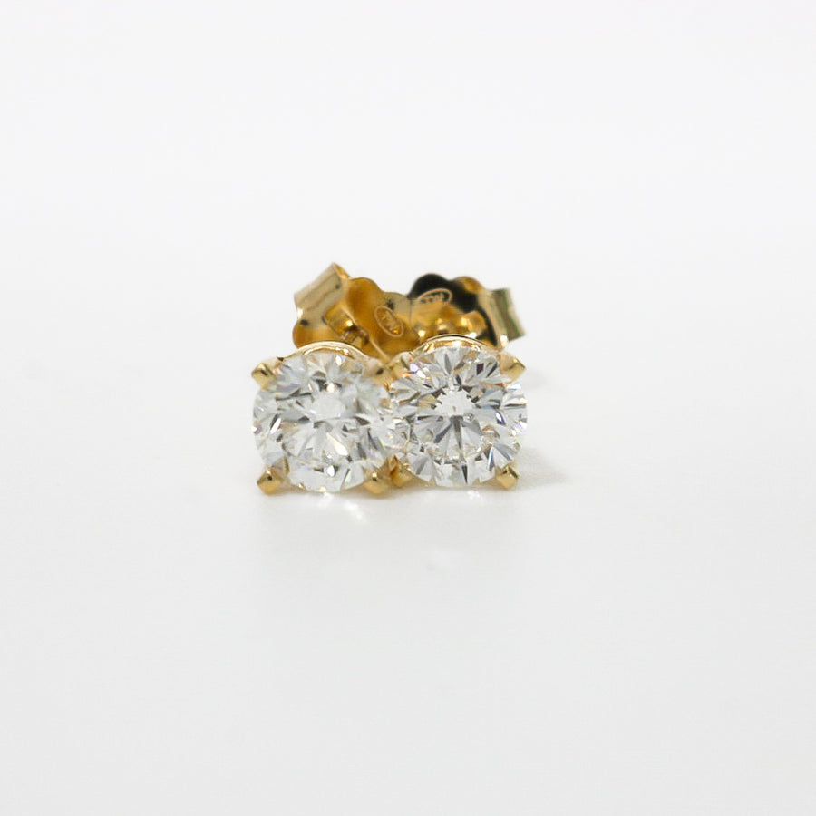 YELLOW GOLD NATURAL DIAMOND STUD EARRINGS 0.84CTS