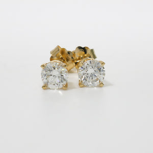 YELLOW GOLD NATURAL DIAMOND STUD EARRINGS 0.84CTS