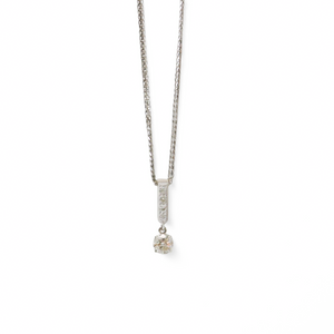 WHITE GOLD ROUND NATURAL DIAMOND PENDANT WITH NECKLACE
