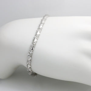 WHITE GOLD STATION LINK BRACELET WITH CZ STONES