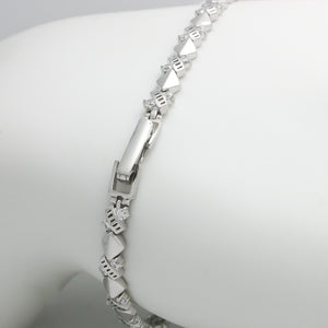 WHITE GOLD STATION LINK BRACELET WITH CZ STONES