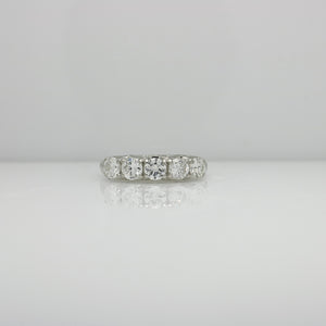 WHITE GOLD FIVE NATURAL DIAMOND LADY'S RING