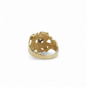 YELLOW GOLD NUGGET LADY'S RING WITH NATURAL DIAMOND