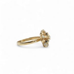 YELLOW GOLD LADY'S RIBBON RING WITH NATURAL DIAMONDS